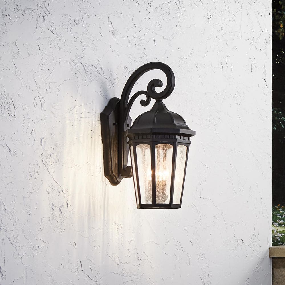 KICHLER Courtyard 22.25 in. 3-Light Textured Black Outdoor
