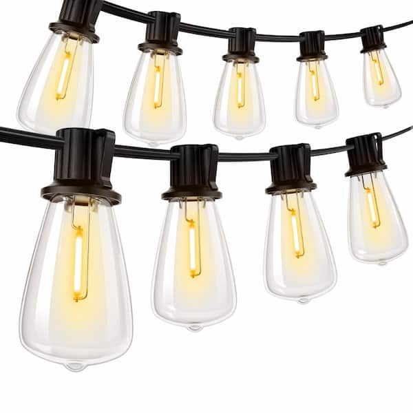200 Ft Outdoor String Lights 4x50Ft ETL Listed 64 Shatterproof ST38 LED Bulbs Dimmable 2200K Connectable