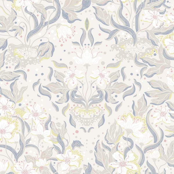 A-Street Prints Lisa Grey Floral Damask Wallpaper Sample