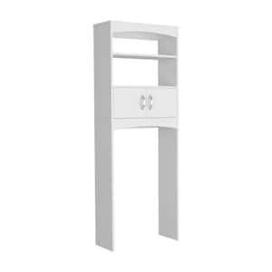 White 24 in. W x 65 in. H x 10 in. D Bathroom Over-the-Toilet Storage Bathroom SpaceSaver with Shelves With Doors