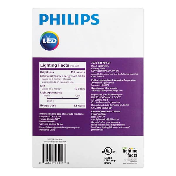 Philips 40-Watt Equivalent A19 Non-Dimmable Energy Saving LED Light Bulb Soft White (2700K) (16-Pack)