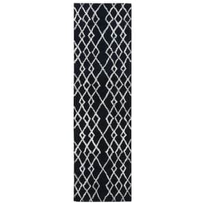 Metro Black/Ivory 2 ft. x 8 ft. Diamond Geometric Runner Rug
