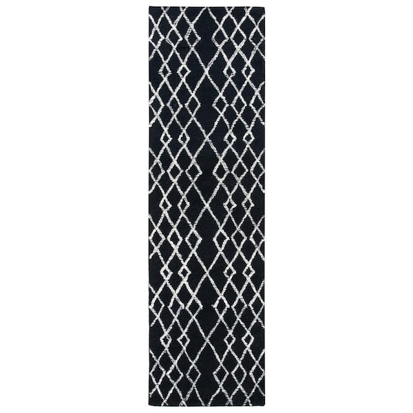 SAFAVIEH Metro Black/Ivory 2 ft. x 8 ft. Diamond Geometric Runner Rug