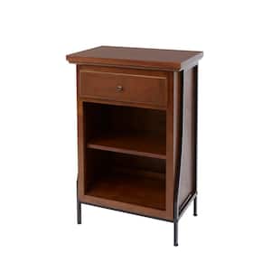 Leighton Bathroom Collection 23.75 in. W 2-Tier Floor Shelf with Drawer in Brown