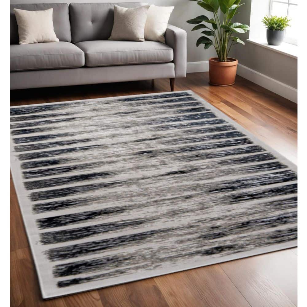 5' X 8' Gray And Black Abstract Distressed Area Rug price history on PriceWatchPro