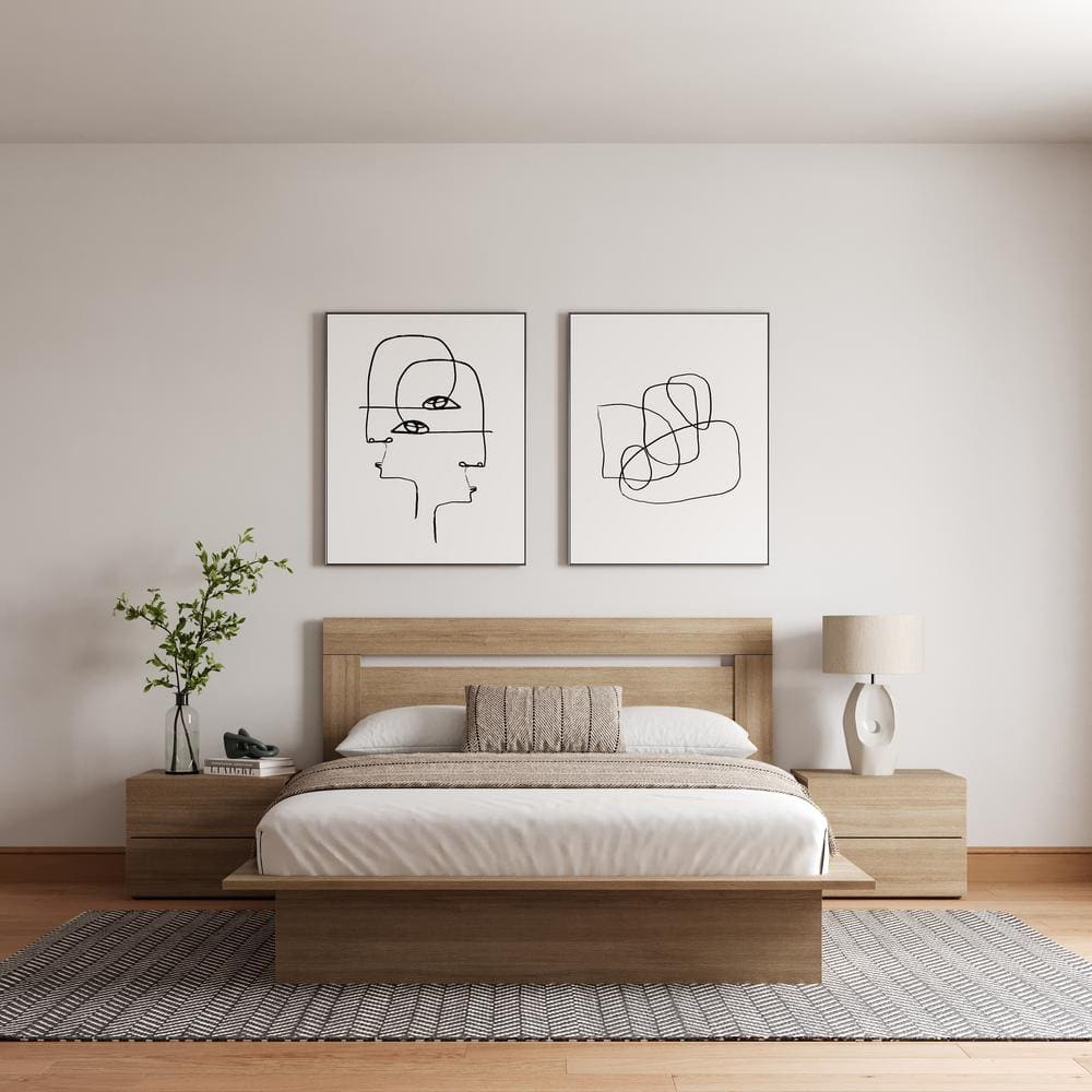 Malibu 4-Piece Brown Oak Platform Bedroom Set