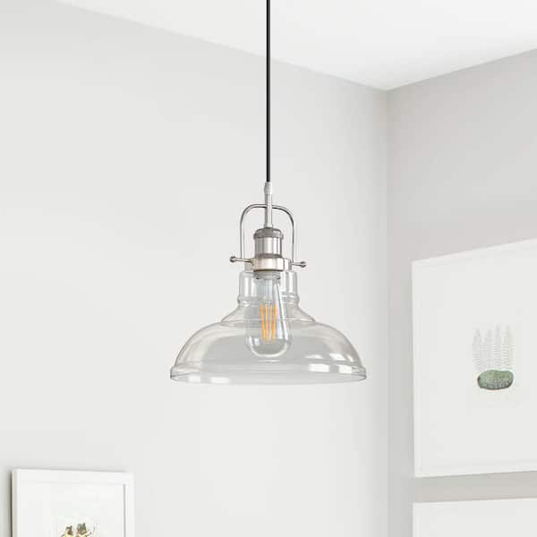 YANSUN 1-Light Brushed Nickel Modern Farmhouse Semi Flush