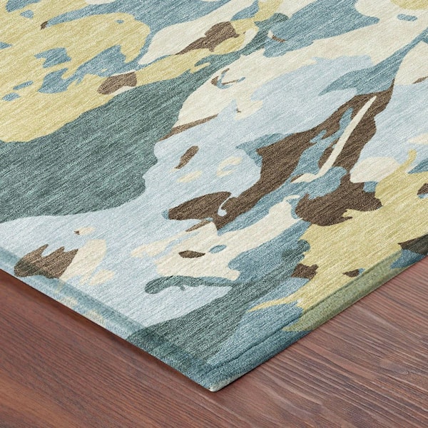Chantille Machine Washable Indoor/Outdoor Abstract ACN2497 Teal 5 ft. x 7 ft. 6 in. Area Rug