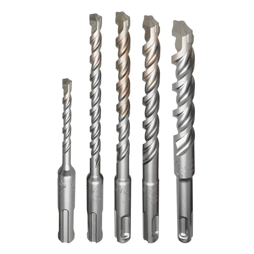 MILWAUKEE Rotary Hammer Drill Bit Set Carbide SDS Concrete Drilling Kit 5 Piece