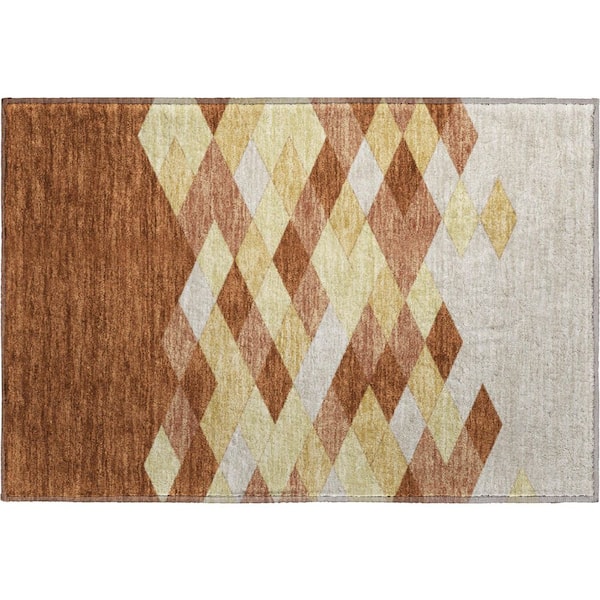 Mayfield Premium Machine Washable Abstract AMF2555 Paprika 2 ft. x 3 ft. Accent Rug