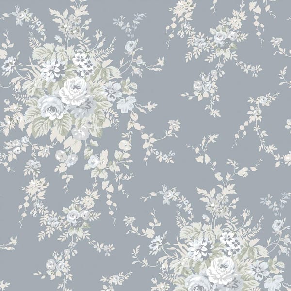 Graham & Brown Rachel Ashwell Garden Floral Slate Grey Wallpaper Sample