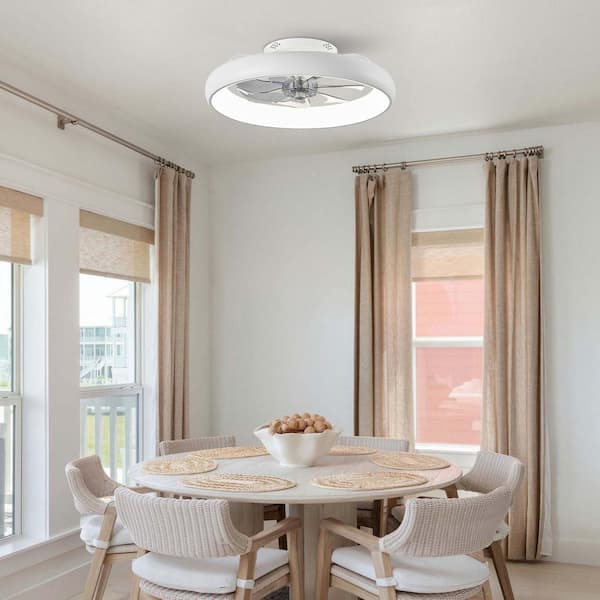 20 in. Modern Indoor White Low Profile Ceiling Fan with Lights Reversible Rotation and Remote Control