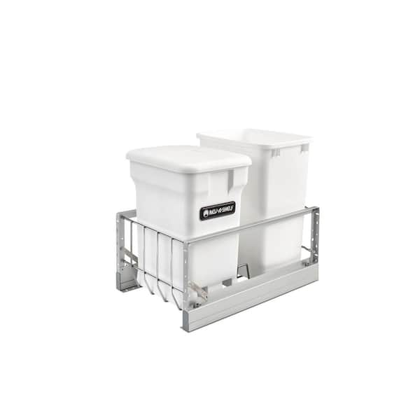 Rev-A-Shelf Aluminum 35 qt. Waste Container Pull-Out with White Compost Bin