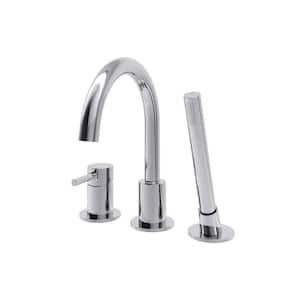 Estelle Single-Handle Deck Mount Roman Tub Faucet with Hand Shower in Polished Chrome