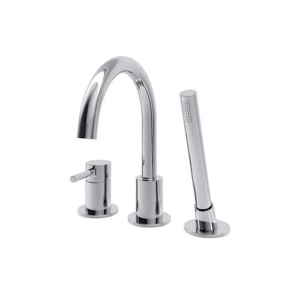 A&E Estelle Single-Handle Deck Mount Roman Tub Faucet with Hand Shower in Polished Chrome