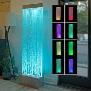 72 in. H Indoor Bubble Wall Fountain with Color-Changing LED Lights and Remote, Silver