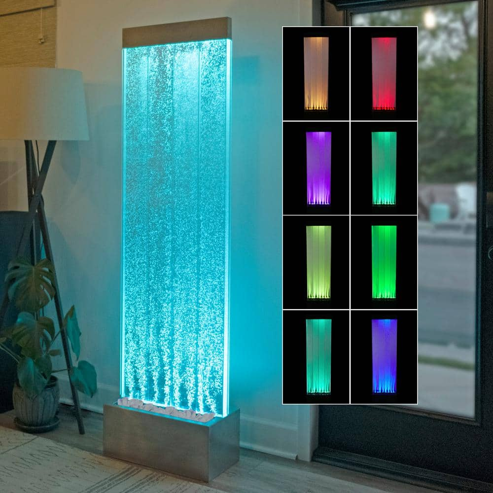 Alpine Corporation 72 in. H Indoor Bubble Wall Fountain with Color-Changing  LED Lights and Remote, Silver MLT134SL - The Home Depot