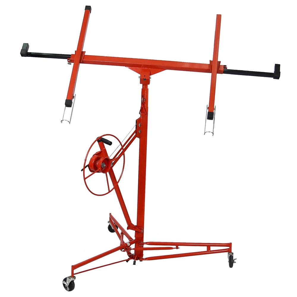 Red 13 ft. Welded Steel Drywall Lifter Rolling Panel Hoist Jack Lifter, 150