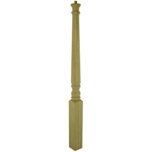 Stair Parts 4015 48 in. x 3 in. Unfinished Red Oak Pin Top Starting or Balcony Newel Post for Stair Remodel