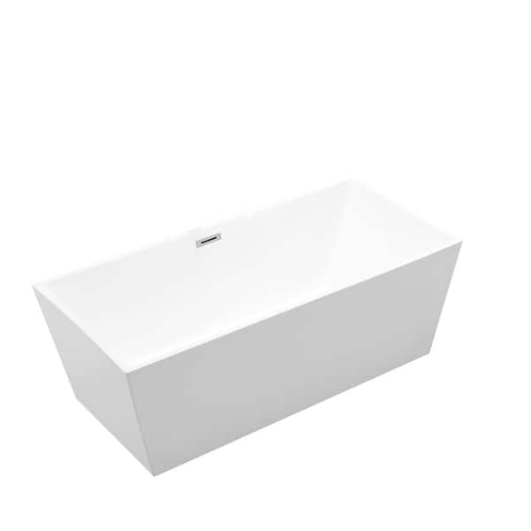 Bellaterra Home Odessa 67 in. Acrylic Flatbottom Non-Whirlpool Freestanding Bathtub in Glossy White