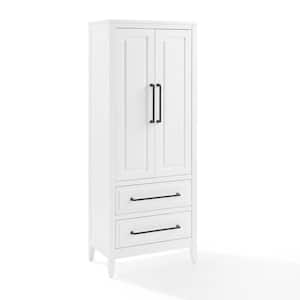 Genevieve White Engineered Wood 24 in. Pantry Cabinet with Drawers