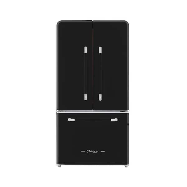 Unique Appliances Classic Retro 36 in 21.4 cu. ft. 3-Door French Door Refrigerator with Ice Maker in Midnight Black, Counter Depth