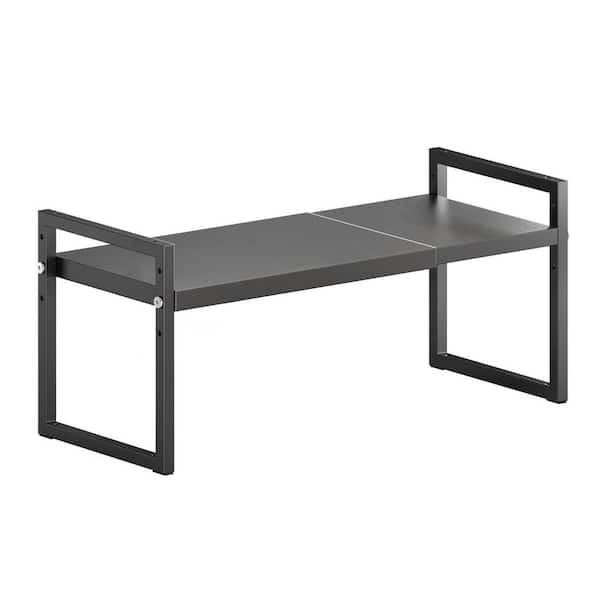 2-Shelf Black Expandable Stackable Space Saving Countertop Organizer Spice Rack Pantry Storage for Kitchen Bathroom