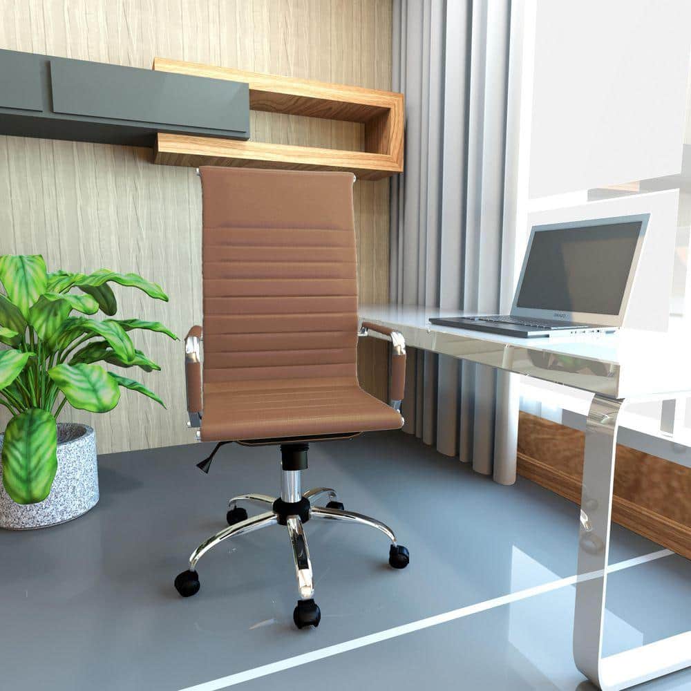 Leisuremod Harris High-Back Leather Office Chair Chrome Frame
