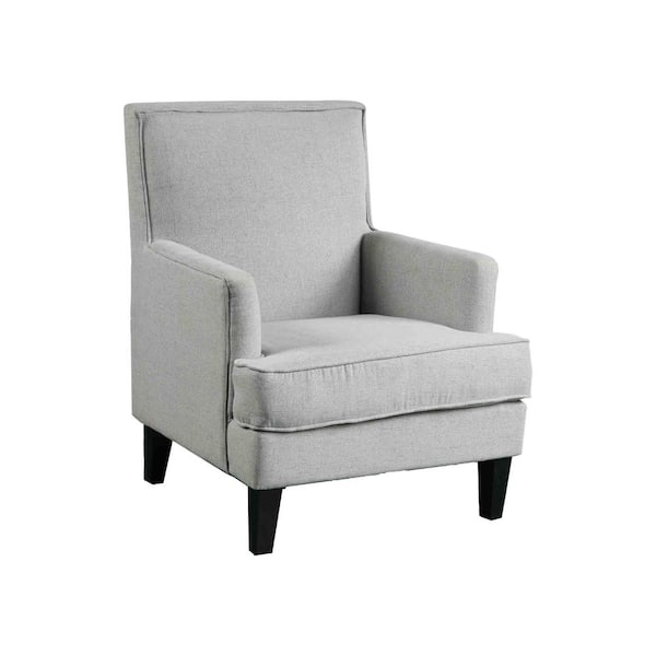 Unbranded 26 in. Light Gray Hercules Linen Arm Chair with Nailhead Trim