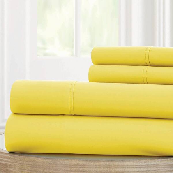 MODERN THREADS 1800 Series 100 gsm Yellow King Solid Microfiber 4-Piece Sheet Set