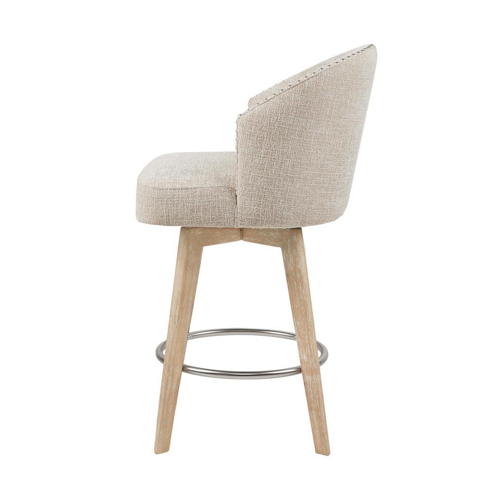 Grattan Swivel Counter Height Barstool Cream - Madison Park: Upholstered, Nailhead, 360° Rotate