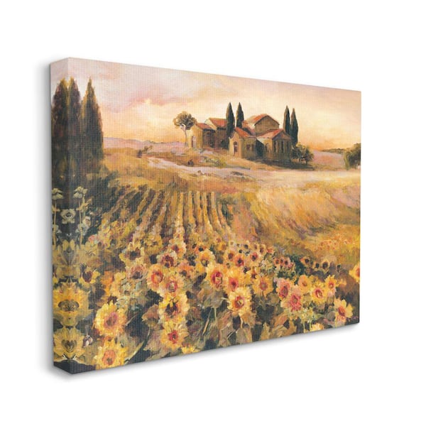 Stupell Industries "Italian Villa Autumn Sunflower Yellow Green" by Marilyn Hageman Unframed Nature Canvas Wall Art Print 36 in. x 48 in.