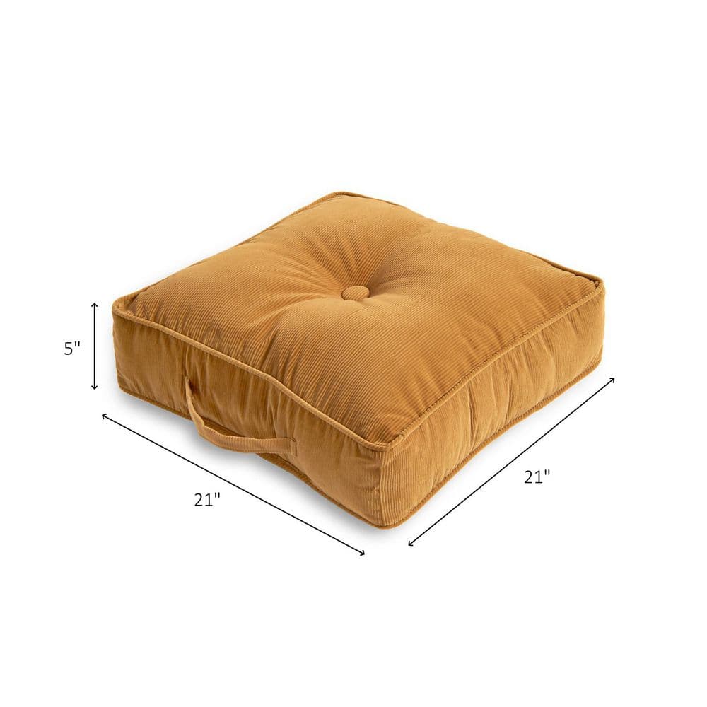 Omaha Buff Microfiber 21" Square Overstuffed Floor Cushion