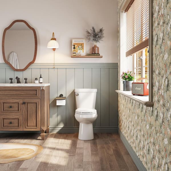 17 in. ADA 2-Piece High-Efficiency 1 GPF Ultra-Saving Single Flush Elongated White Toilet Flush, Seat Included