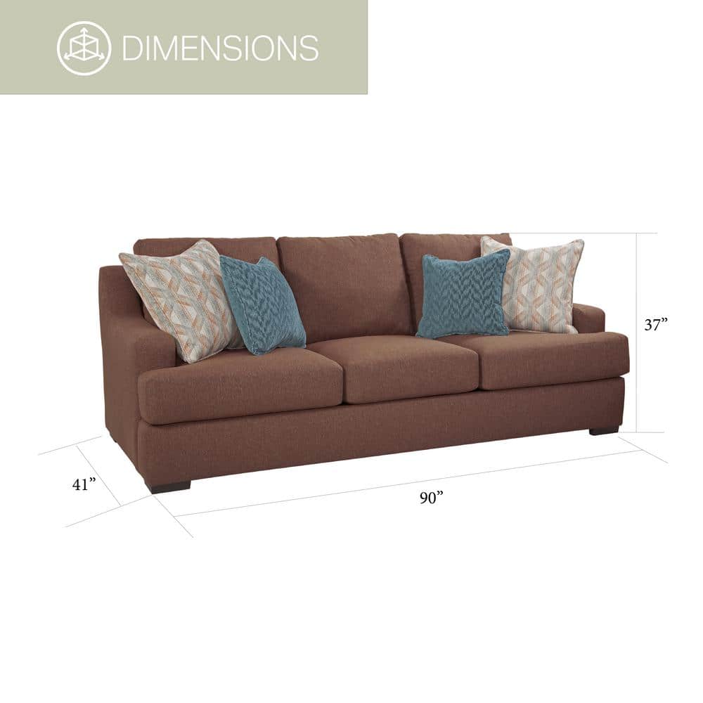 Earthtone Cinnamon Fabric Lawson Sofa with Removable Cushions