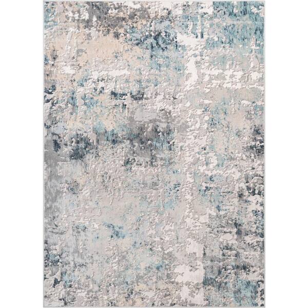 Well Woven Blossom Penelope Modern Abstract Distressed Grey 5 ft. 3 in ...