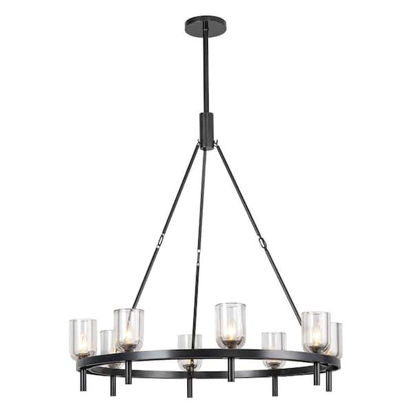 Lucian 36 in. 8 Light 60-Watt Clear Crystal/Urban Bronze Chandelier