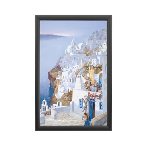 Trademark Fine Art "Greece" by Hava Framed with LED Light Landscape Wall Art 24 in. x 16 in.