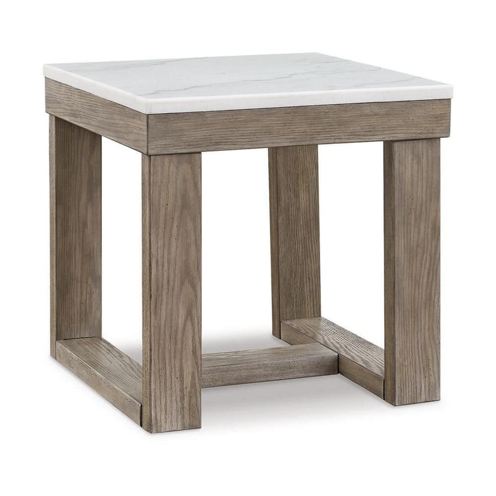 Aska 24 in. Taupe Gray and Ivory Square Wooden End Table with Block Profile price history on PriceWatchPro