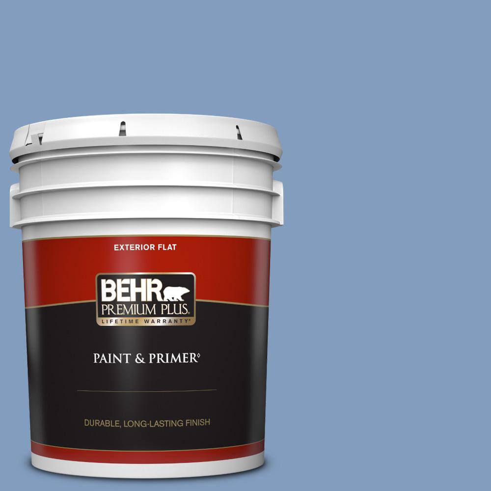 BEHR PREMIUM PLUS 5 gal. M5304 Washed Denim Flat Exterior Paint