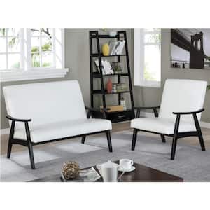 Lometa 46.75 in. White Faux Leather 2-Seats Loveseats