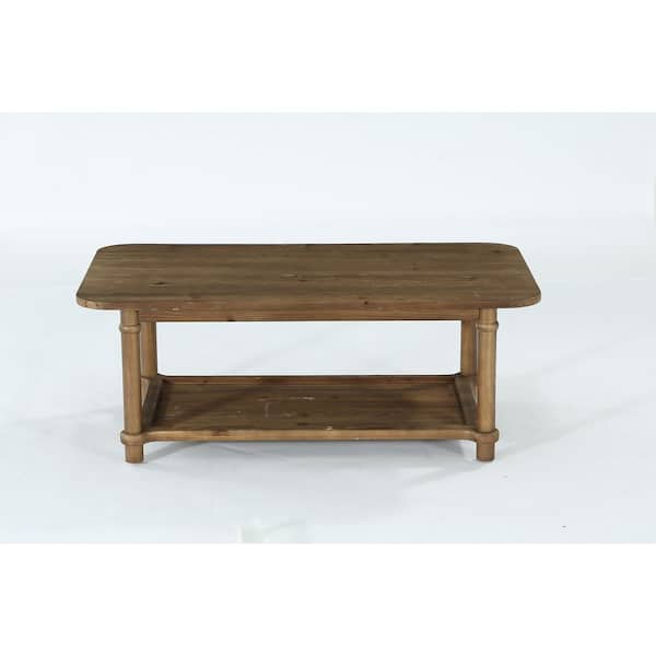 BYBLIGHT Kerlin 47 in. Brown Rectangle Solid Wood Coffee Table Low