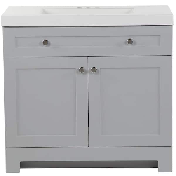 Glacier Bay Everdean 36.50 in. W x 18.75 in. D Bath Vanity in Pearl Gray with Cultured Marble Vanity Top in White with White Basin