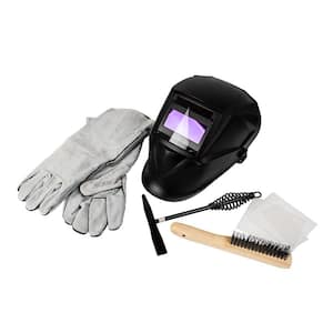 Start Up Kit, Welder Accessory Bundle (Welding Helmet, Gloves, Wire Brush and Chipping Hammer)