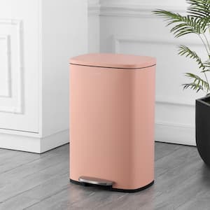 Connor Rectangular 13-Gal. Trash Can with Soft-Close Lid and FREE Mini Trash Can, Flamingo Pink