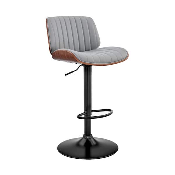 Black and Blue Benjara 20-Inch Metal and Leatherette Swivel Bar Stool