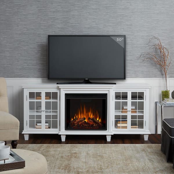 Real Flame Marlowe 70 in. Freestanding Electric Fireplace TV Stand in White
