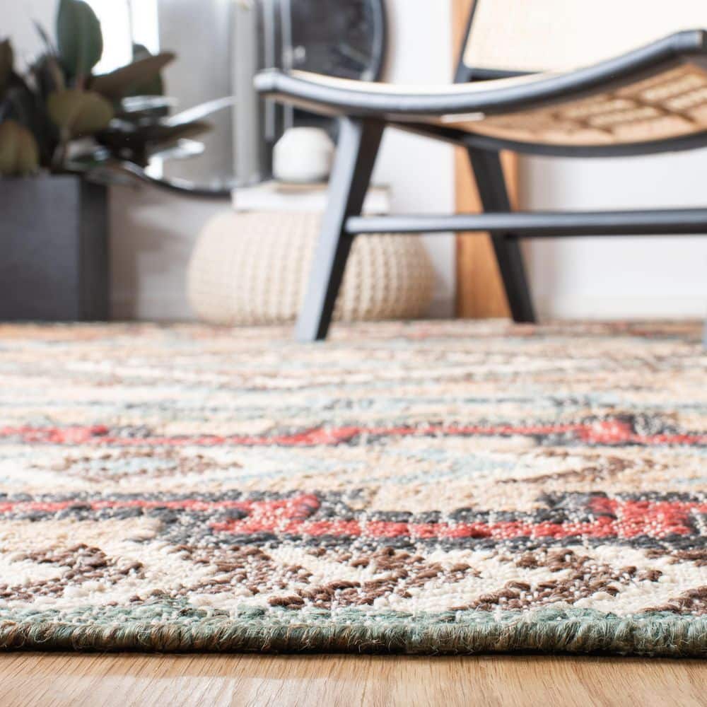 Handmade Blue and Natural Wool Tribal 6' x 9' Area Rug