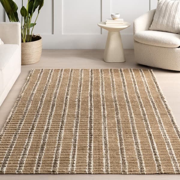 nuLOOM Violeta Striped Jute Area Rug Natural 5' ft. x 8' ft. Area