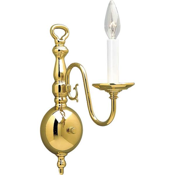 Progress Lighting Americana Collection 1-Light Polished Brass Vanity Fixture